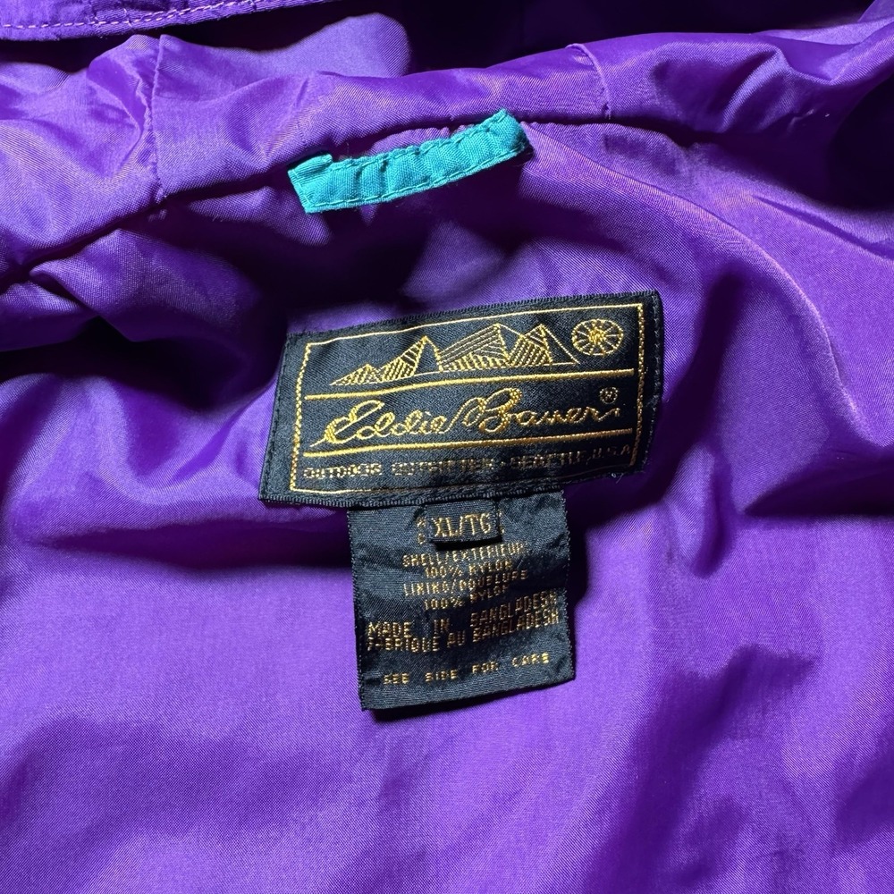 Vintage Eddie Bauer Jacket Mens XL Purple Teal Gore-Tex Hooded Rain Coat 90s - Picture 4 of 12